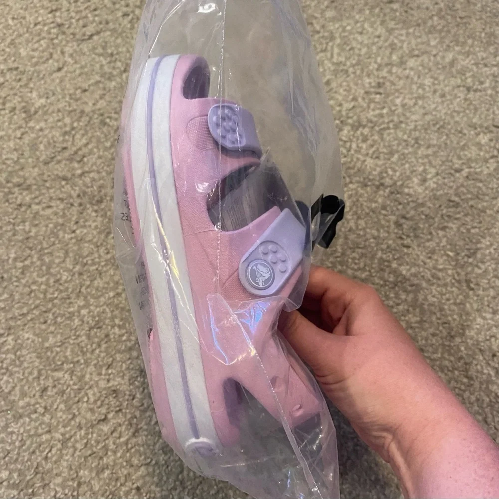 Crocs Crocband Cruiser Sandals NEW Sz 1 2 Purple Pink Open Toe Youth Kids Shoes